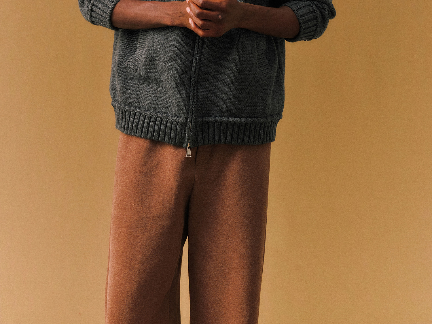 FPA Space-Dyed Zip-Up Cutout Sweater