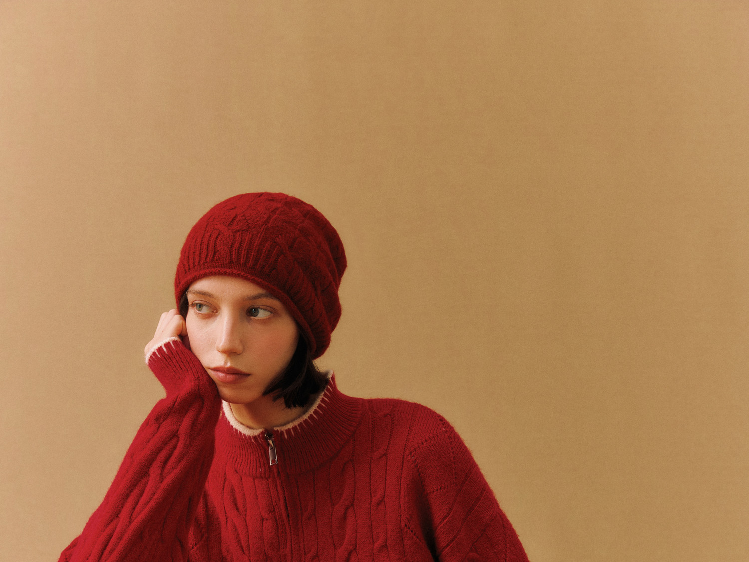 FPA Cable-Knit Color-Block Zip-Up Cardigan