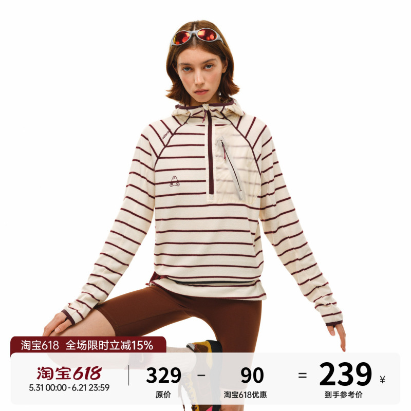Fpa Striped Patchwork Hooded Sweatshirt 2026 New Spring Sports Color-Blocking Half-Zip Couple Hoodie Jacket