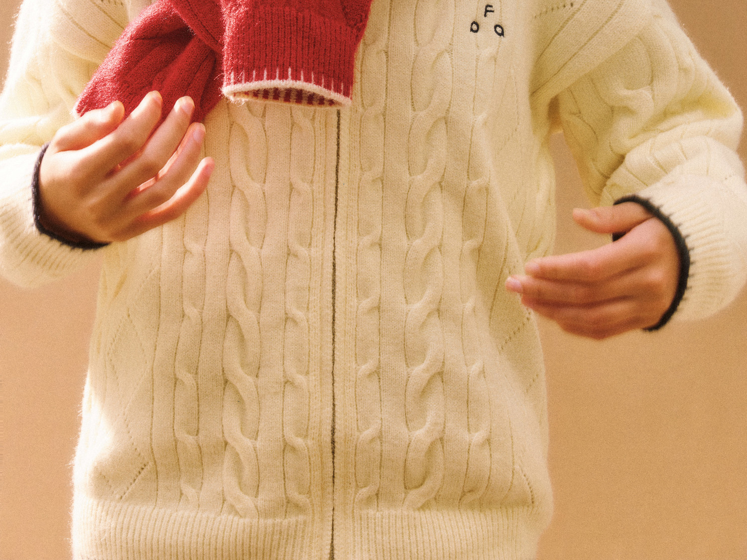 FPA Cable-Knit Color-Block Zip-Up Cardigan