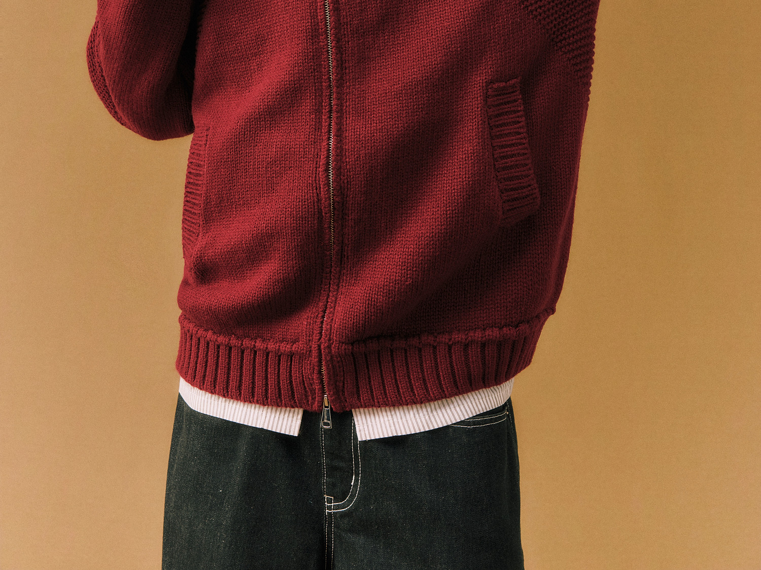 FPA Space-Dyed Zip-Up Cutout Sweater