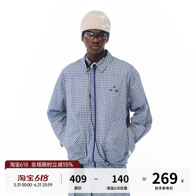 Fpa Urban Sports Plaid Casual Shirt Jacket, National Trend Loose Design Spring and Autumn Lapel Couple Shirt