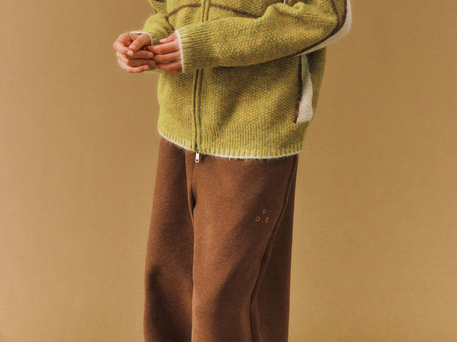 FPA Contrast Zip-Up Knit Cardigan