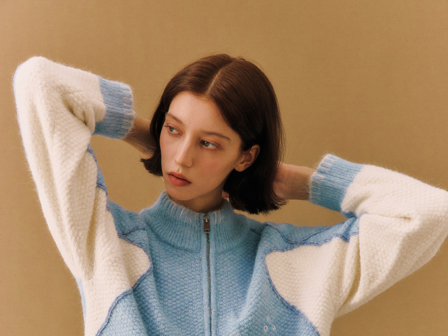 FPA Contrast Zip-Up Knit Cardigan