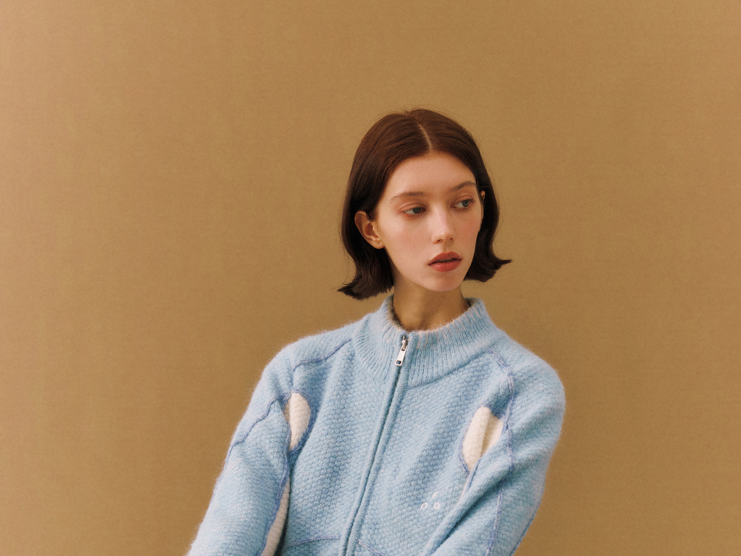FPA Contrast Zip-Up Knit Cardigan