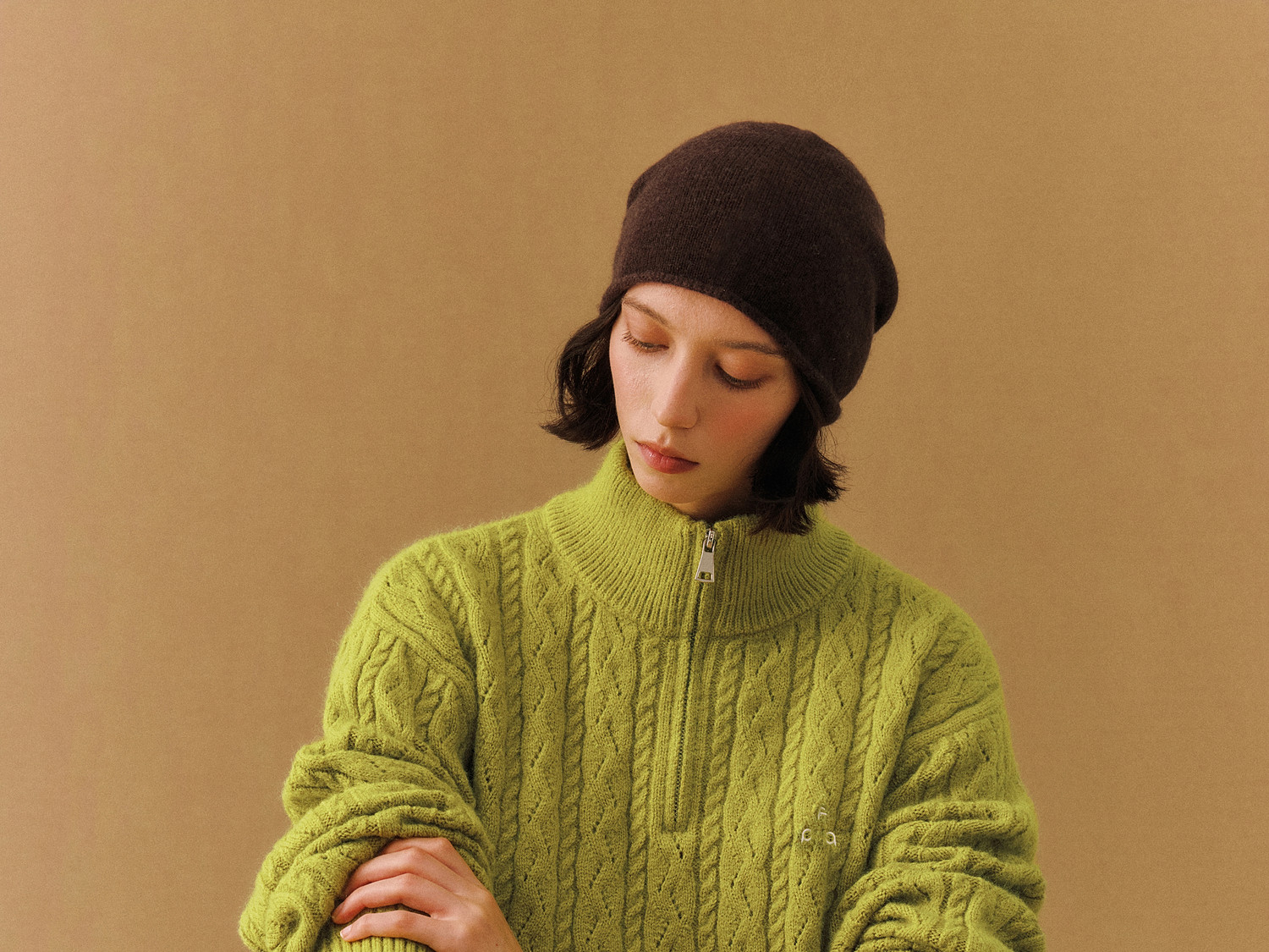 FPA Half-Zip Cable-Knit Sweater