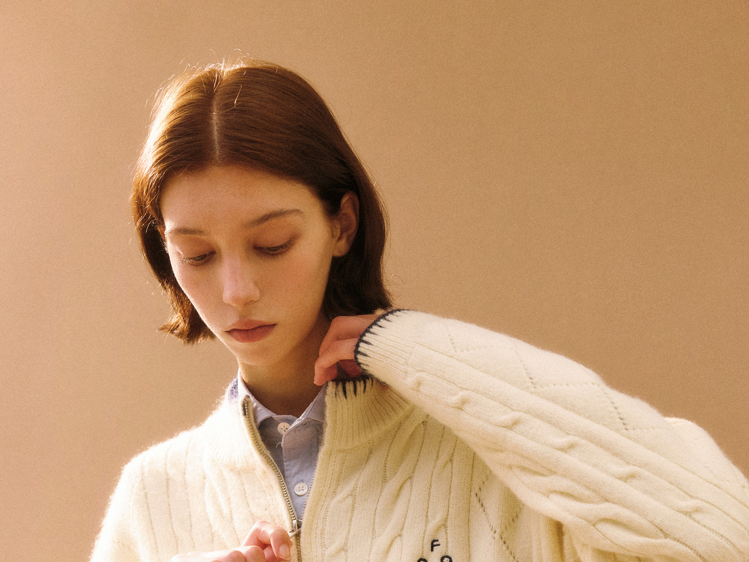 FPA Cable-Knit Color-Block Zip-Up Cardigan