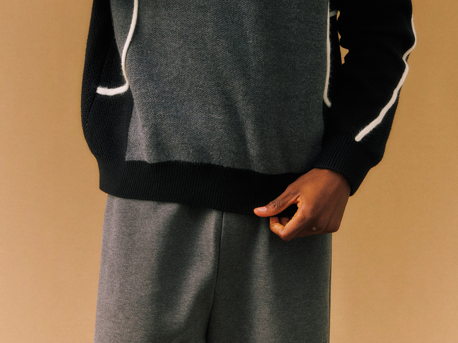 FPA Color-Block Curved Crewneck Sweater
