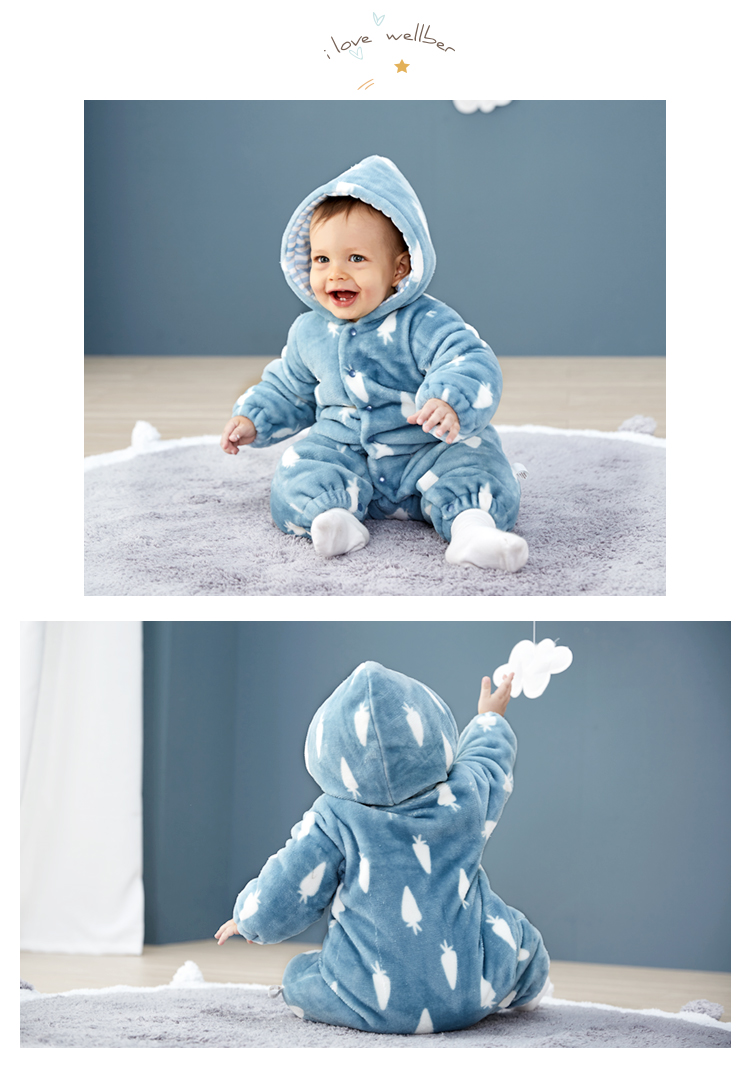 Baby chần trùm đầu trùm đầu flannel sơ sinh chần chần bộ body bé gái đáng yêu