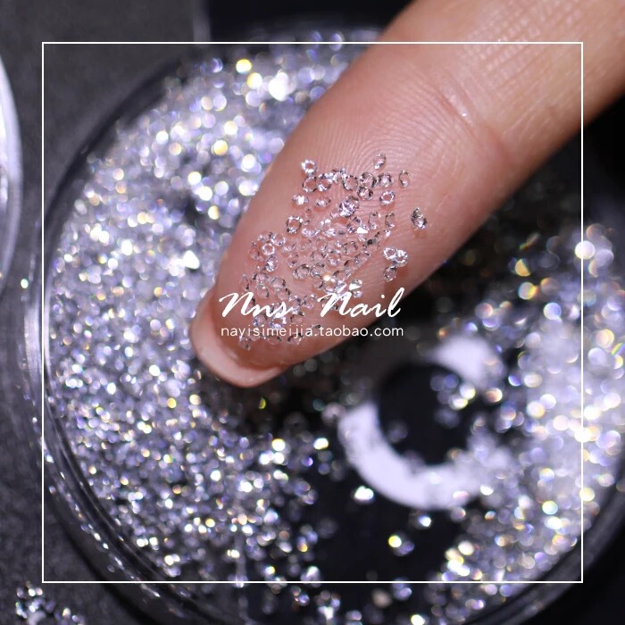 Swarovski Crystal Sand Micro-Diamond Style Nail Art Crystal Sand, Fairy Beads, Glass Material, Pointed Bottom Luxury