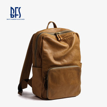 BFS Leisure Travel large capacity business retro mens computer backpack Multifunctional leather backpack mens tide