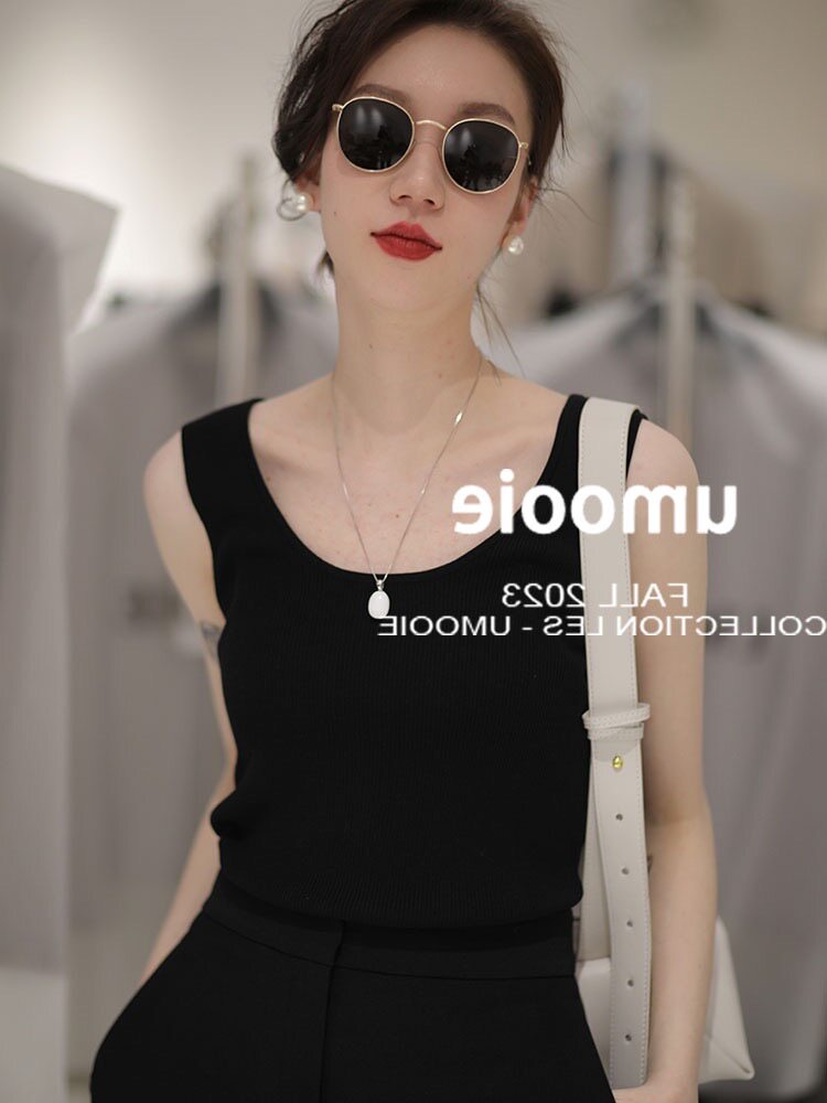 Топы/майки 莱赛尔天丝大u领针织吊带背心女圆领百搭2025春夏薄款性感小内搭