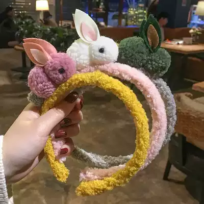 South Korea Super fairy Net red plush rabbit temperament headband female cute autumn and winter simple hairband female pressure hair card