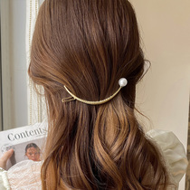 Smile Pearl Hair Clip Frog buckle 2022 Summer new high-end card-issuing Han style rear brain spoon clip head decorated female