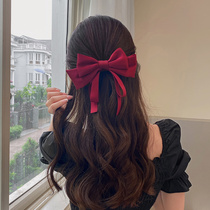 Red large butterfly knot with hairpin hair clip headgear Rear Brain Spoon Semi-zahin Spring Clip Korea Hairpin Female Summer Clip