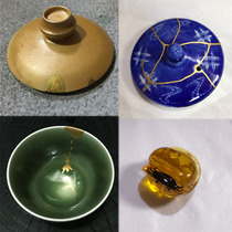 Zhejiang Hangzhou Jinyu special handicraft lacquerware tea set Purple sand pot Ceramic jade beeswax bamboo repair special