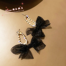 Hong Kong 925 silver pins inlaid with butterfly knot earrings Vintage Port Wind Geometric Earrings Women Design Fashion Earrings