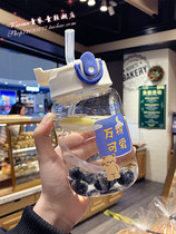 Hong Kong Girl Hearts Glass Cups Children Creativity Portable Straw Cup Female resistant to high temperature with scale water glass