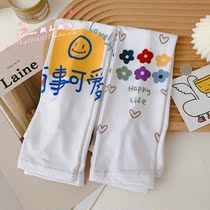 Hong Kong Ice Silk Cuff Cute Teenage Girl Ice Cuff Sun Protection Arm Jacket Cool Sleeves Drive 100 Lapped Thin-Gloves Tide