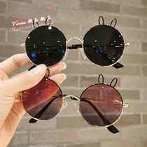 Hong Kong Children Sunglasses Girl Fashion Personality Cute Round Frame Little Cute Rabbit Sunglasses Photo Boy Glasses