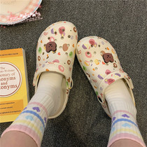 Hong Kong Cave Shoes Womens Summer Non-slip Thick Bottom Cute Girl Hearts Garden Students Baotou Sandshoes Beach Shoes