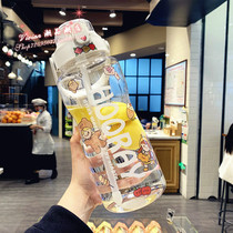 Hong Kong Korean version 2L Large-capacity fresh straw plastic cup men and women outdoor sports kettle portable water cup