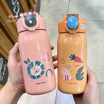 Hong Kong Childrens insulated cup Primary students portable with scale Drink cup Women 316 Stainless Steel Straw Cups