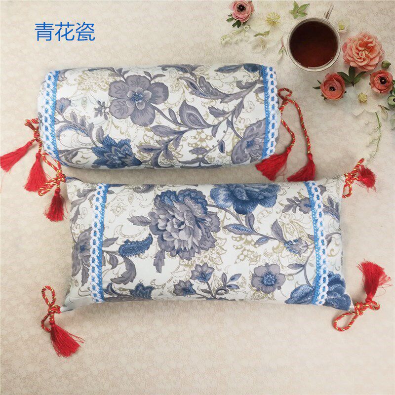 Palace Pillowcase Pure Cotton Coarse Cloth Pillow Retro National Wind Pillow Leather Buckwheat Pillow Rectangular height and height adjustable dual-use pillow
