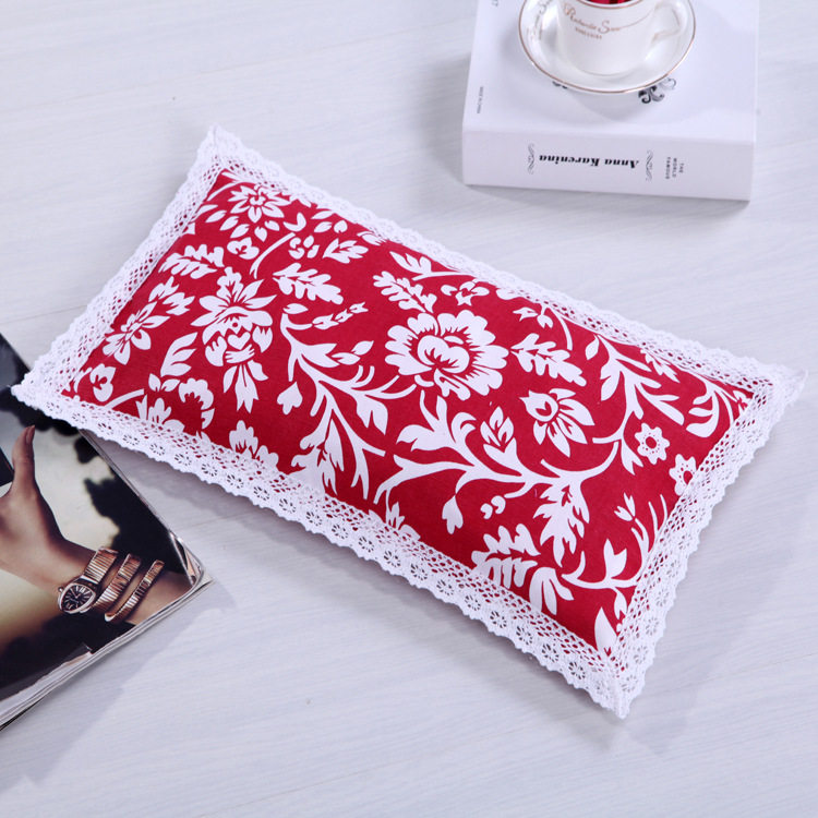 Pure Cotton Printed Coarse Cloth Baby Buckwheat Pillow Child Pillowcase Lace Pillow Pillowcase With Pillow Core Cover Removable