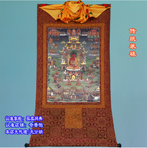 Old Thangka reprint Amitabha Elysium gold thread cloth printing thangka Western and music world Buddha paintings