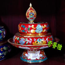 Small 1 set with tray Cloisonne manza red yellow and blue 3 colors optional Cloisonne eight auspicious pure copper Man tea