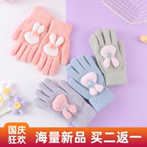Cute childrens gloves autumn and winter New Korean version of ins tide girl children students outdoor riding antifreeze cold wool