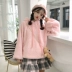 Mùa thu và mùa đông của cô em gái mềm mại nhung áo len nhung nữ sinh viên ngọt ngào Nhật Bản viền dài tay hoang dã cộng với áo khoác nhung trùm đầu - Áo len Áo len