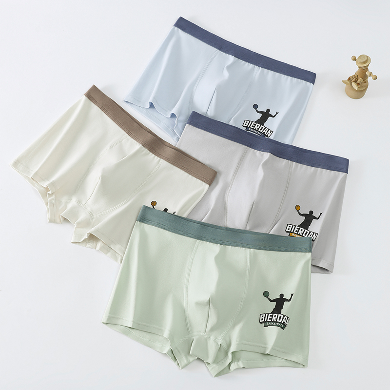 Teenage Boys' Pure Cotton Boxer Briefs, Large Size Boxer Briefs for Chubby Middle School Students, Development Period Boys' High School Student Underwear