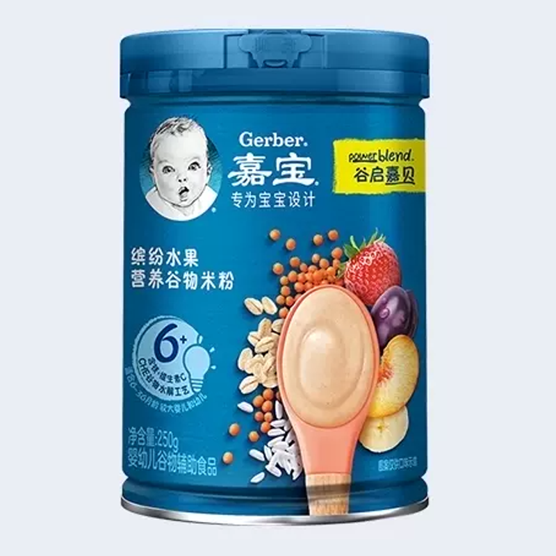 嘉宝缤纷水果营养谷物米粉婴儿宝宝辅食高铁米糊250g*1罐6月龄