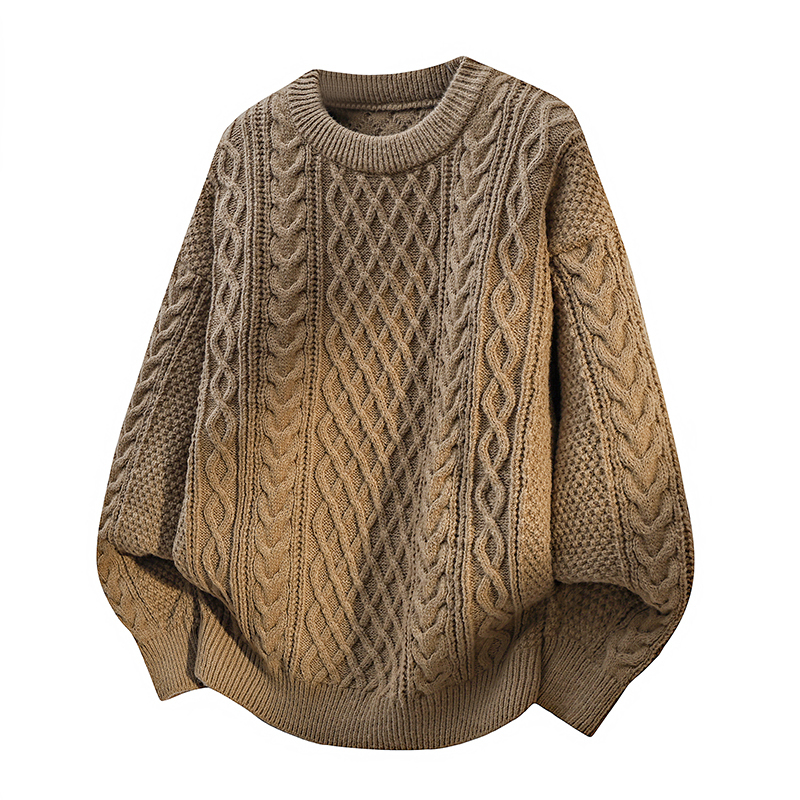 Autumn and Winter New Thickened Style Trendy Cold-Resistant Warm Solid Color Loose Pullover Crew Neck Sweater for Men Autumn and Winter New Thickened Style Trendy Cold-Resistant Warm Solid Color Loose Pullover Crew Neck Sweater for Men