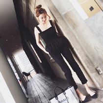 2021 summer European station new port wind suit women retro chic camisole slim trousers two-piece set