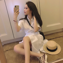 2021 spring new fashion temperament small fresh womens clothing French niche bellflower fairy wind white dress female
