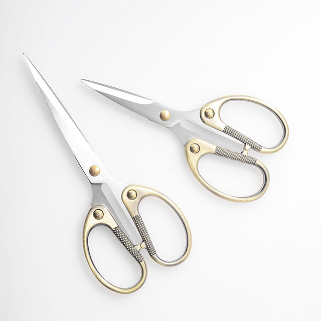 Eituce home office antique vintage stainless steel cut paper Two loaded custard imitation copper for needlework suit scissors-Taobao