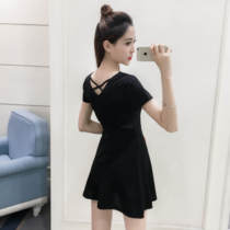 French niche dress women 2021 popular skirt summer New temperament sweet slim small black dress women