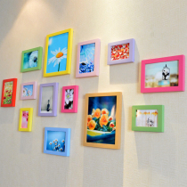 Color solid wood photo wall 13 frame living room bedroom photo frame wall creative combination with pictures or printed photos