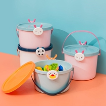Children cartoon portable plastic bucket cute toy storage bucket baby Lego block finishing box snack storage box