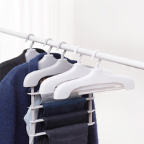 Multifunctional non-trace multi-layer telescopic folding trouser rack word household plastic trouser rack wardrobe storage artifact pants rack