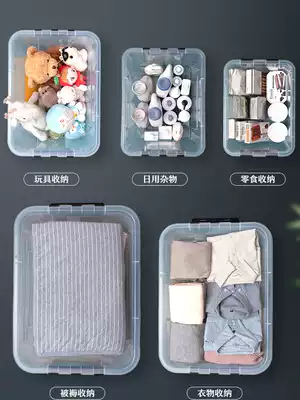 Storage box Plastic king-size clothes quilt toys Household transparent finishing artifact Snacks covered storage box