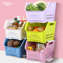 Wo Zhiwo storage rack kitchen rack plastic fruit and vegetable basket three hollow superimposed fruit and vegetable basket