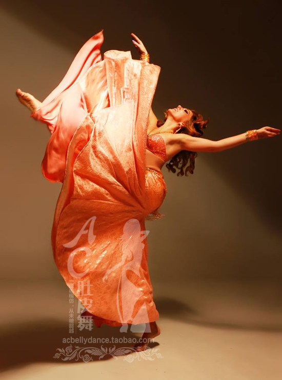 AC Belly Dance Professional Import Turkey Advanced Performance Suit Out of 1404 salmon red with two dresses