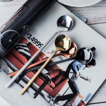 Golden coffee spoon personality small long handle 304 stainless steel coffee spoon European simple coffee mixing spoon creativity