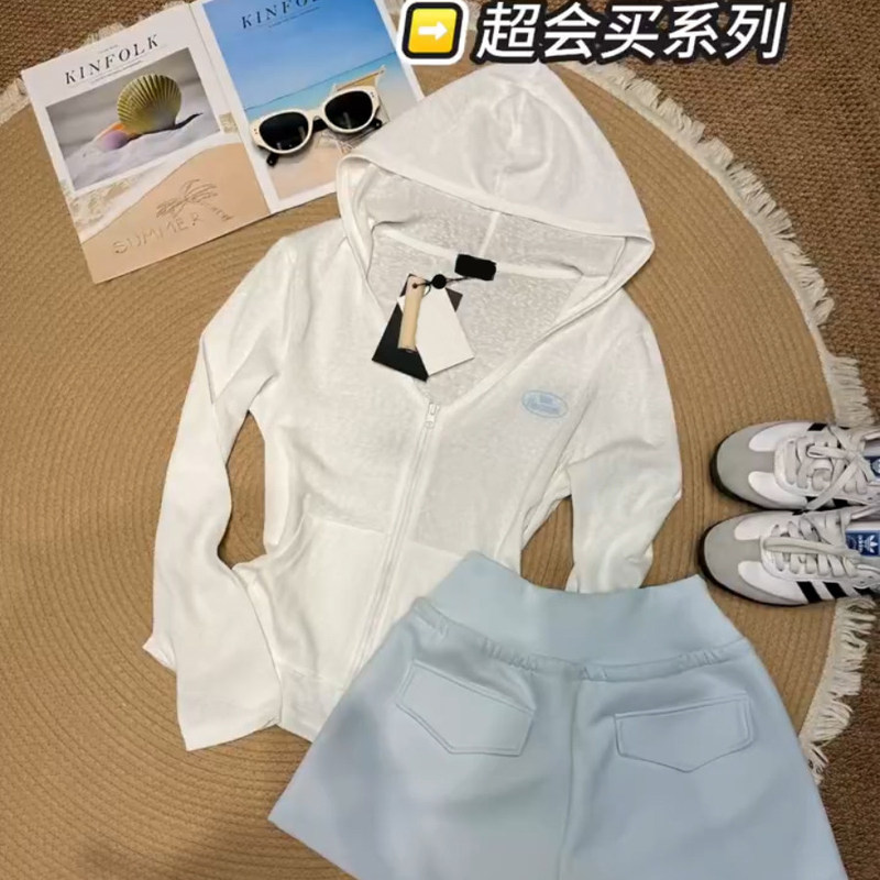 Casual White Hooded Zip-Up Sun Protection Jacket for Women, 2026 Summer Slim Fit Versatile Long-Sleeve Cardigan Coat Casual White Hooded Zip-Up Sun Protection Jacket for Women, 2026 Summer Slim Fit Versatile Long-Sleeve Cardigan Coat