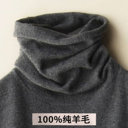 Turtleneck Wool Sweater for Women, 100% Pure Wool, Autumn and Winter, High Collar, Thick Knit Base Layer Cashmere Sweater