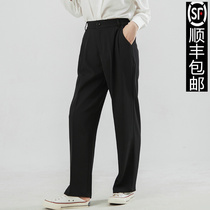 Broadlegged Pants Women Pants Spring Autumn High Waist Pituitary Sensation Slim Black Straight Cylinder Loose Casual Suit Spring Summer Tug Long Pants
